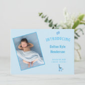 Aankondiging van Blue Photo Newborn Baby Boy (Staand voorkant)
