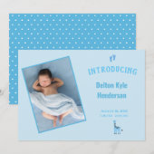 Aankondiging van Blue Photo Newborn Baby Boy (Voorkant / Achterkant)