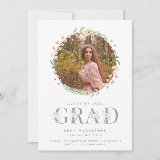 Aankondiging van Boho Wildflower Digital Afstudere (Voorkant)