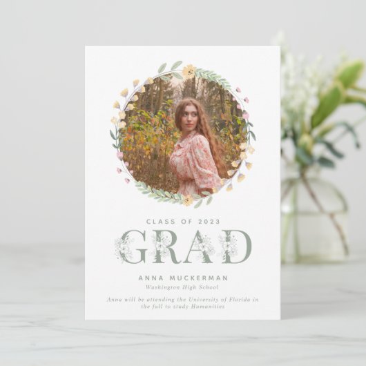 Aankondiging van Boho Wildflower Digital Afstudere (Staand voorkant)