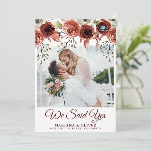 Aankondiging van bruiloften najaar Waterverf Flora (Staand voorkant)