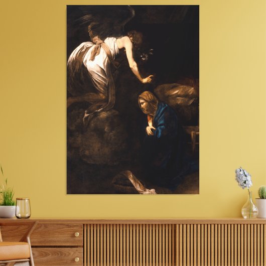 Aankondiging van Caravaggio (1608) Canvas Afdruk (Insitu (Woonkamer))