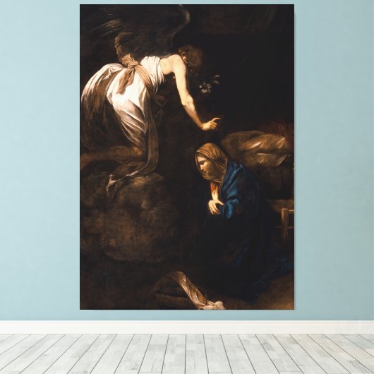 Aankondiging van Caravaggio (1608) Canvas Afdruk (Insitu (Houten vloer))