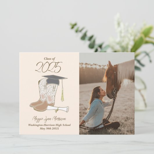 Aankondiging van Cowgirl Country Foto Afstuderen (Staand voorkant)