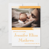 Aankondiging van Cute Oranje Stripe Baby Girl (Voorkant)