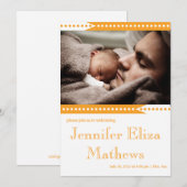 Aankondiging van Cute Oranje Stripe Baby Girl (Voorkant / Achterkant)