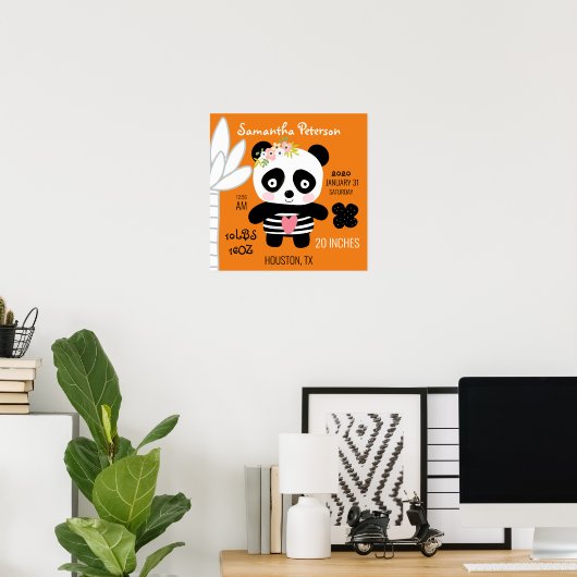 Aankondiging van Cute Panda Birth Poster (Thuiskantoor)