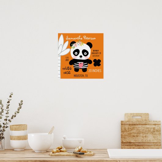 Aankondiging van Cute Panda Birth Poster (Keuken)
