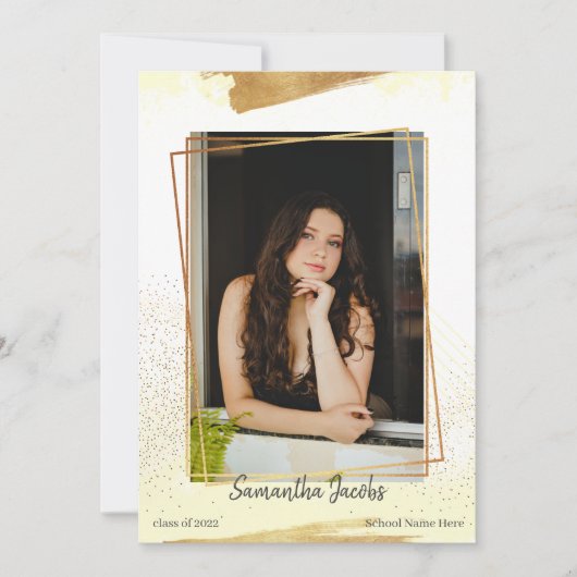 Aankondiging van Cute Yellow & Gold-omhulde Afstud (Voorkant)