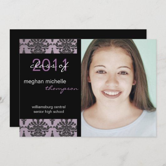 Aankondiging van Damask Photo Afstuderen (Voorkant / Achterkant)