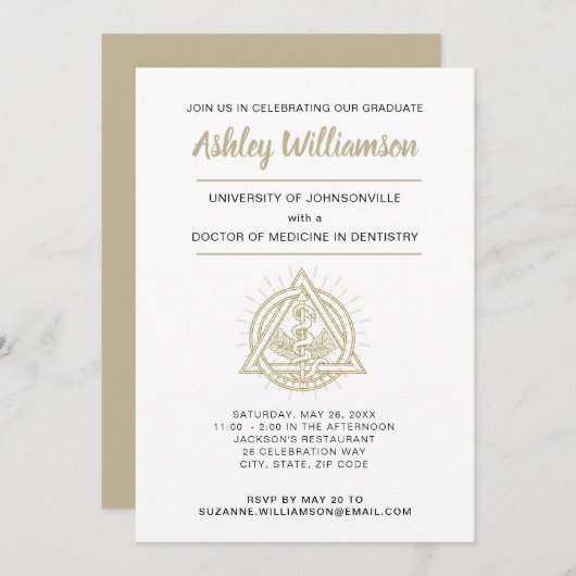 Aankondiging van de afstuderen van de tandheelkund (Voorkant / Achterkant)