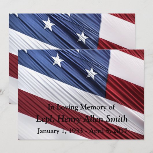 Aankondiging van de Amerikaanse militaire herdenki (Voorkant / Achterkant)