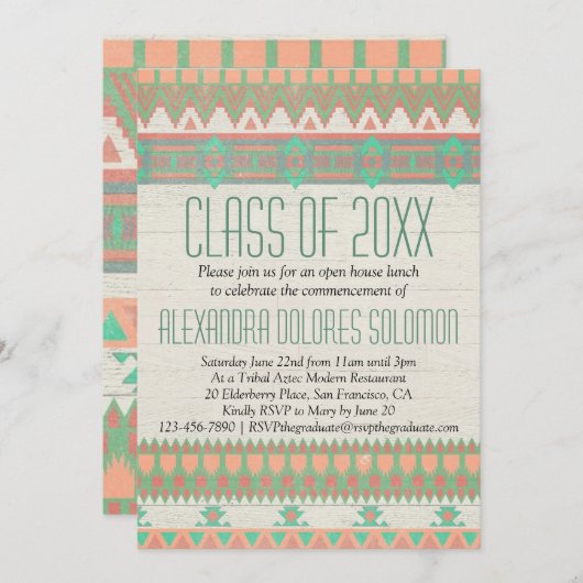 Aankondiging van de Aztec Tribal Native Graduation (Voorkant / Achterkant)