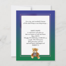 Aankondiging van de Baby Green and Blue Teddy Bear