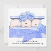 Aankondiging van de Baby shower van Blue Triplet (Voorkant)