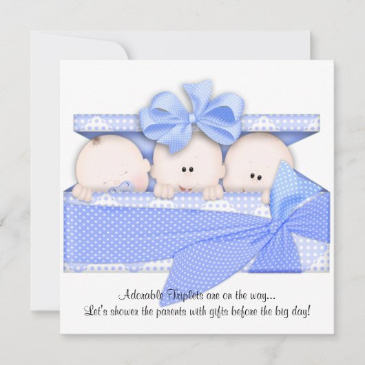 Aankondiging van de Baby shower van Blue Triplet (Voorkant)