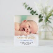 Aankondiging van de Baby van de Foto Cute Blue Scr (Staand voorkant)