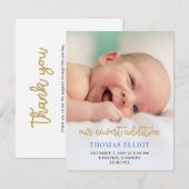 Aankondiging van de Baby van de Foto Cute Blue Scr (Voorkant / Achterkant)