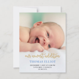 Aankondiging van de Baby van de Foto Cute Blue Scr