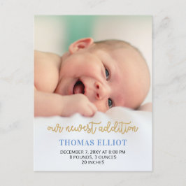 Aankondiging van de Baby van de Foto Cute Blue Scr
