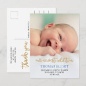 Aankondiging van de Baby van de Foto Cute Blue Scr (Voorkant / Achterkant)