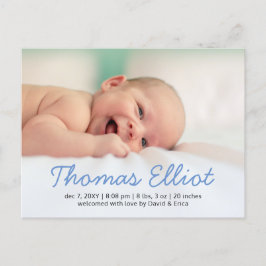 Aankondiging van de Baby van de Foto Cute Blue Scr