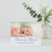 Aankondiging van de Baby van de Foto Cute Blue Scr (Staand voorkant)