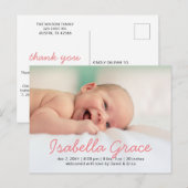 Aankondiging van de Baby van de Foto Cute Pink Scr (Voorkant / Achterkant)