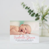 Aankondiging van de Baby van de Foto Cute Pink Scr (Staand voorkant)