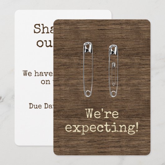 Aankondiging van de Baby van de veiligheidsspelden (Voorkant / Achterkant)