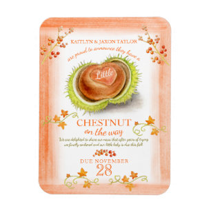 Aankondiging van de baby van kastanjeherfst magneet