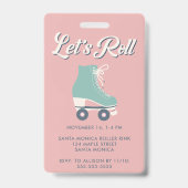 Aankondiging van de Birthday Party van Roller Skat Badge (Achterkant)