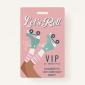 Aankondiging van de Birthday Party van Roller Skat Badge (Voorkant)