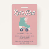 Aankondiging van de Birthday Party van Roller Skat Badge (Achterkant)