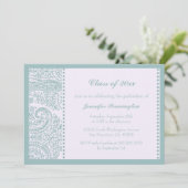 Aankondiging van de blauwe blauwgroen paisleyparti (Staand voorkant)