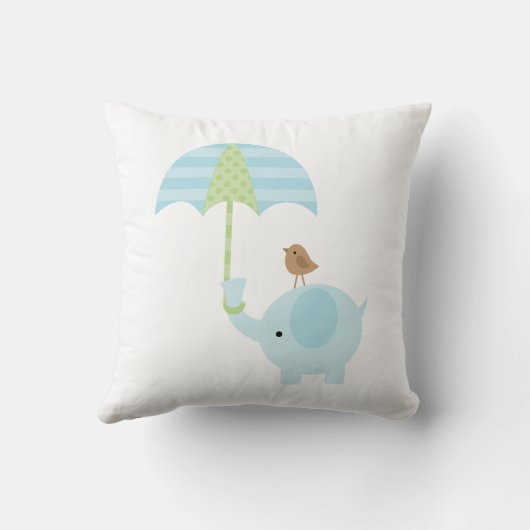 Aankondiging van de blauwe en groene olifant Baby Kussen (Achterkant)