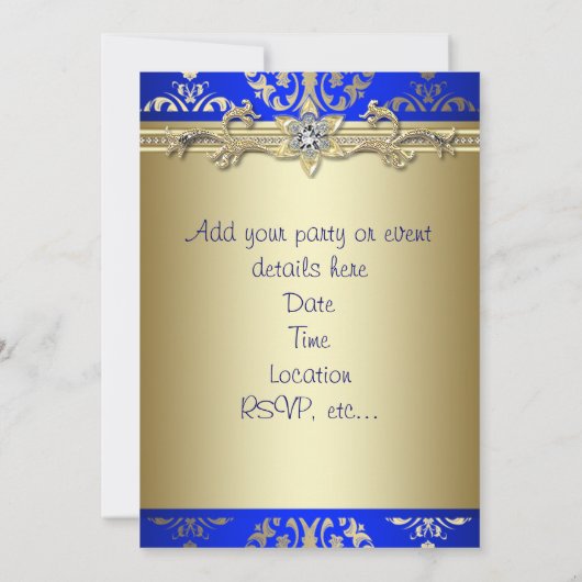 Aankondiging van de blauwe gouden Damask Royal Blu (Achterkant)