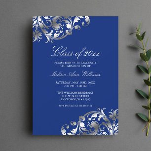 Aankondiging van de blauwe zilveren Graduation Par