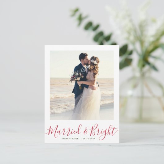 AANkondiging van de bruiloft door MARRIED & BRIGHT Briefkaart (Staand voorkant)