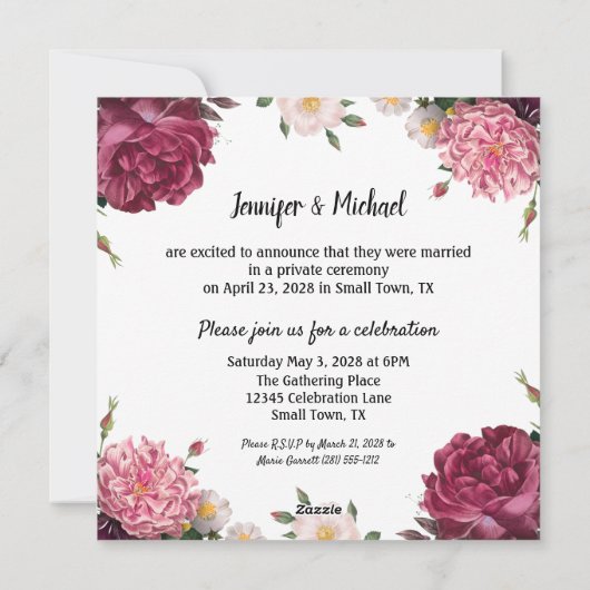 Aankondiging van de bruine bruine en roze bruiloft (Achterkant)