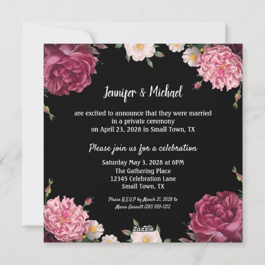 Aankondiging van de bruine bruine en roze bruiloft (Achterkant)