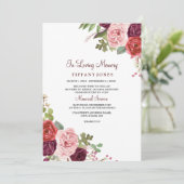 Aankondiging van de Burgundy Floral Memorial Servi (Staand voorkant)