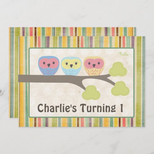 Aankondiging van de Cartoon van Cute Birthday Part (Voorkant / Achterkant)