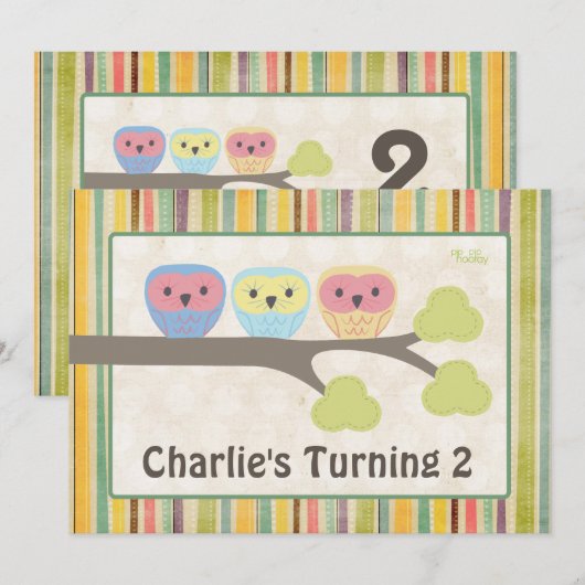 Aankondiging van de Cartoon van Cute Birthday Part (Voorkant / Achterkant)