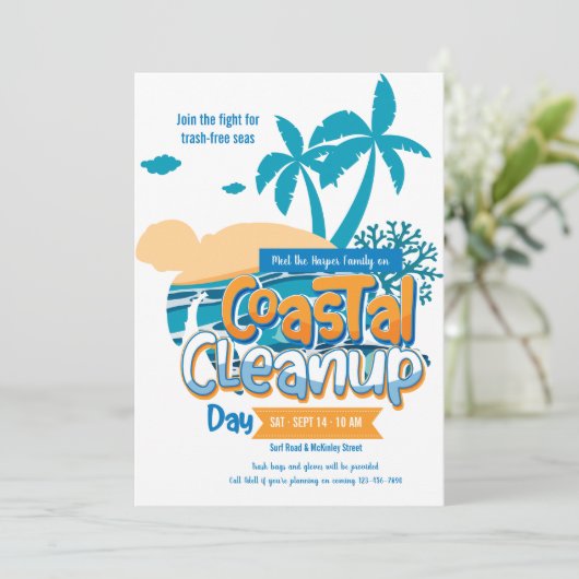 Aankondiging van de dag van de kustschoonmaak (Staand voorkant)