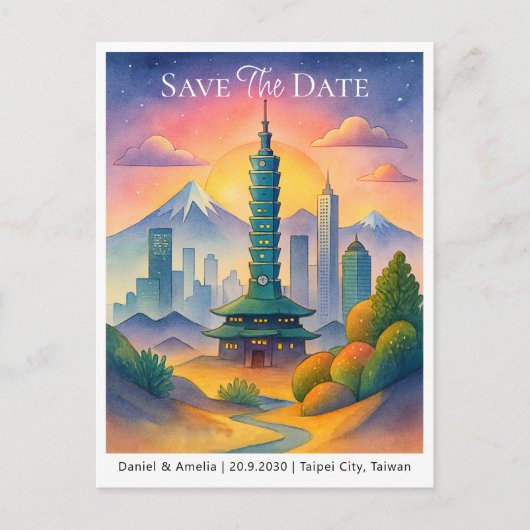 Aankondiging van de datum | Taipei Taiwan Briefkaart (Voorkant)