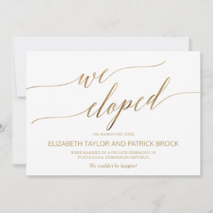 Aankondiging van de Elegant Gold Calligraphy Elope