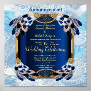 Aankondiging van de exotic Blue Parrot bruiloft Poster