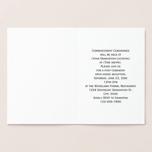 Aankondiging van de Folie Monogram College Graduat (Binnen)