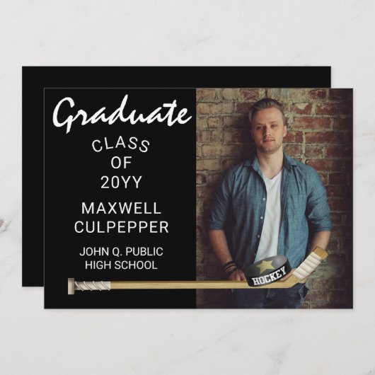 Aankondiging van de Foto van Hockey Player-Afstude (Voorkant / Achterkant)